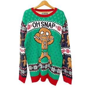 Ugly‎ Christmas Sweater Unisex "XXL" NWT Gingerbread Man "Oh Snap" Broke in Half